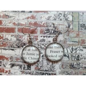 Jamie Fraser pendant earrings made with Outlander book pages
